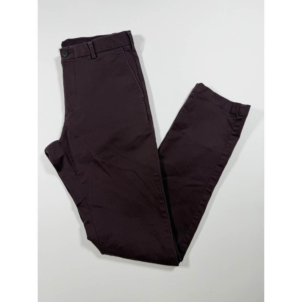 Uniqlo Chino Pants Mens Size 30x34 Flat Front Slim Fit Stretch Burgundy